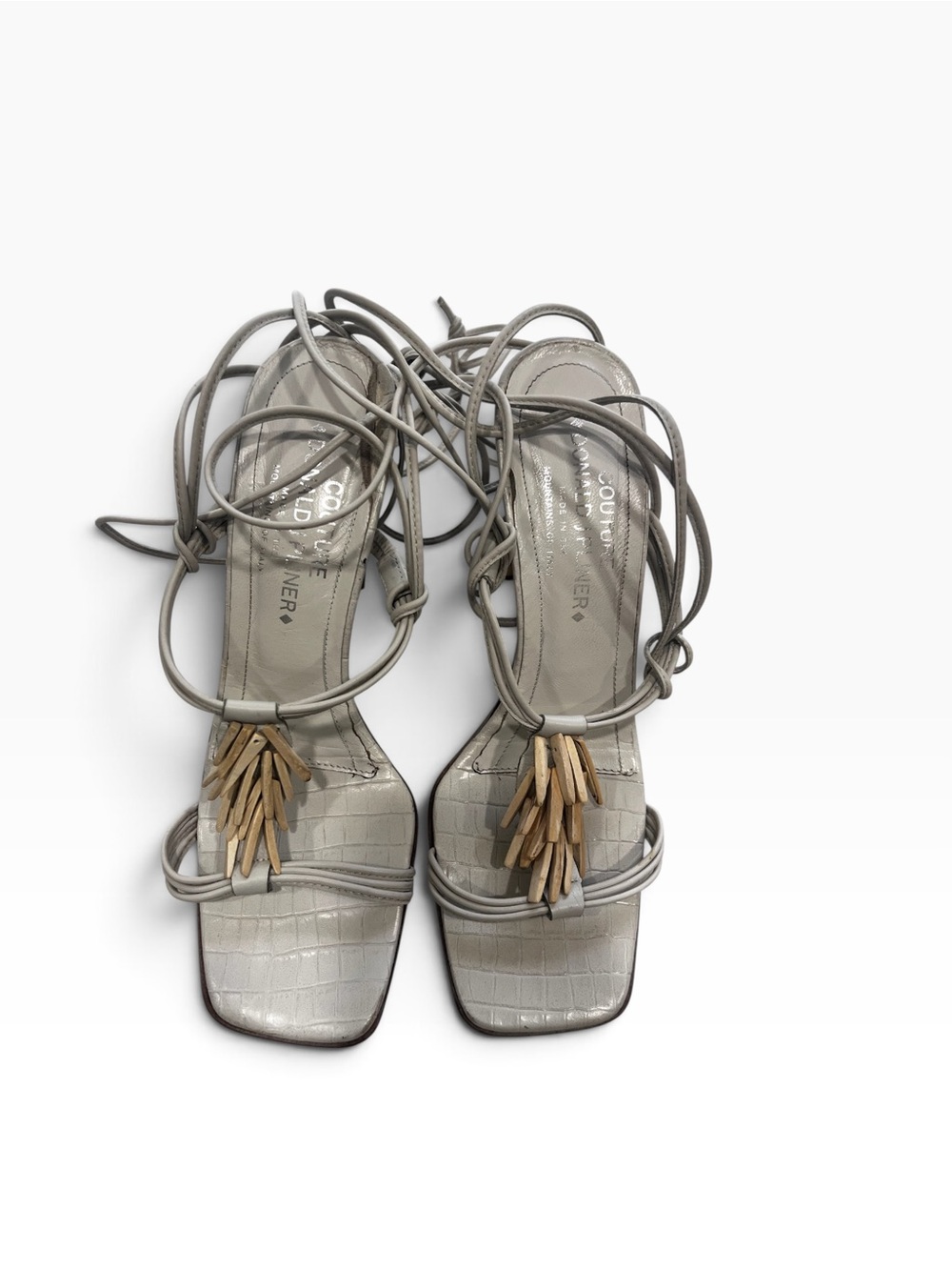 Donald J Pliner Italian Leather Lace Up Strappy Heels Y2K 8.5 M